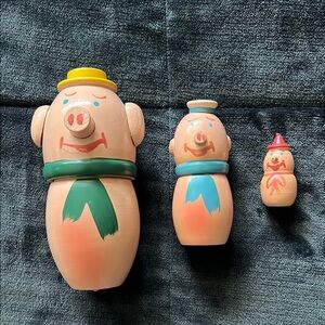 Vintage Three  Little Pigs, Wooden  Nesting Set